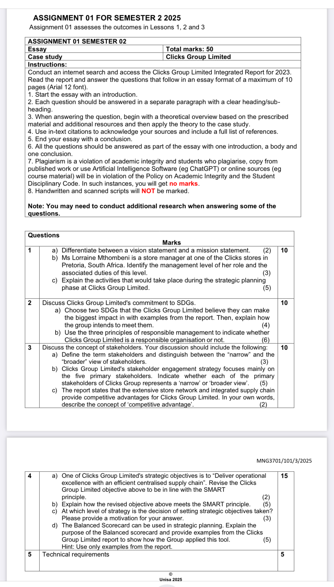 ASSIGNMENT 01 FOR SEMESTER 2 2025 Assignment 01