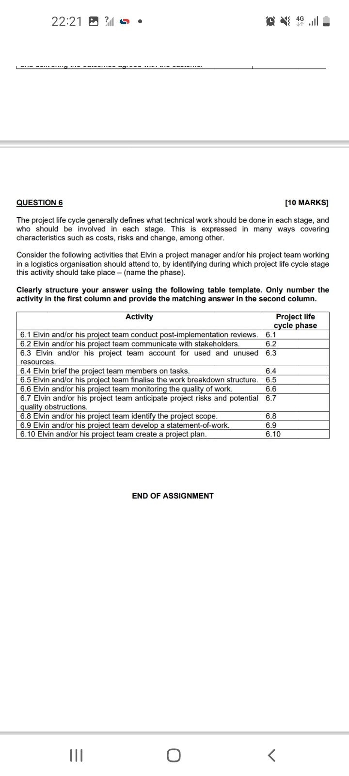22:21 BU ow e QUESTION 6 @N flo [10 MARKS] The