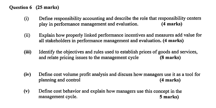 2015 PASS PAPER QUESTION Question 6 (25 marks)