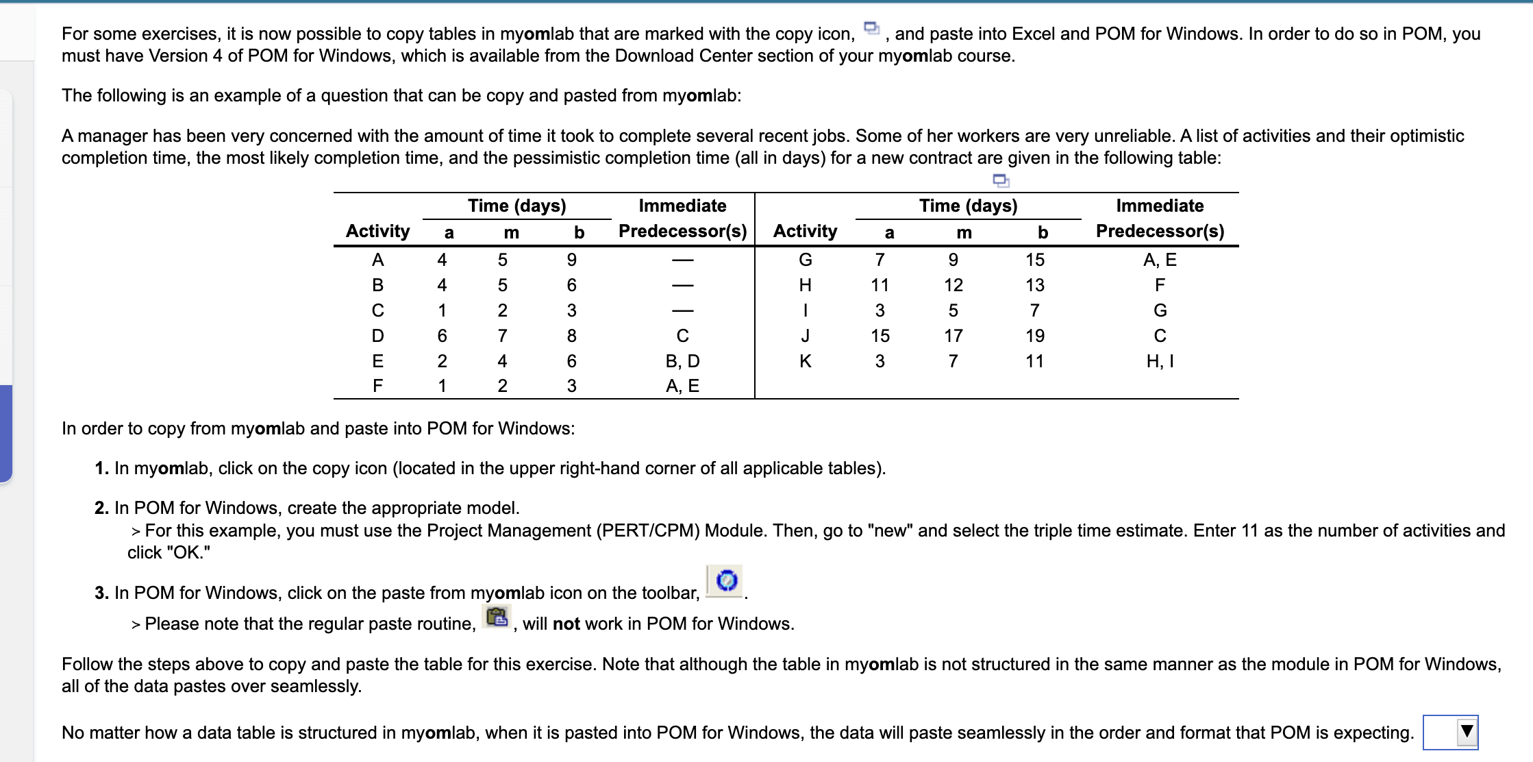 For some exercises, it is now possible to copy