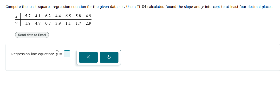 Compute the least-squares regression equation for