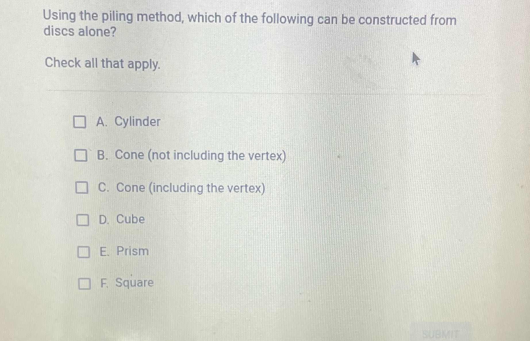 ? Using the piling method, which of the following