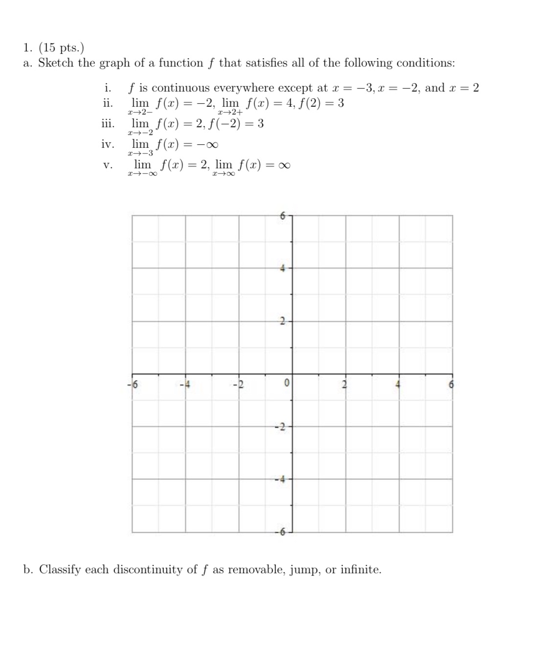 help pls 1. (15 pts.) a. Sketch the graph of a
