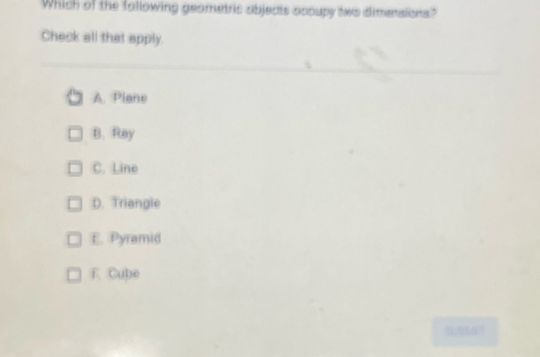 ? Which of the following geometric Check all that