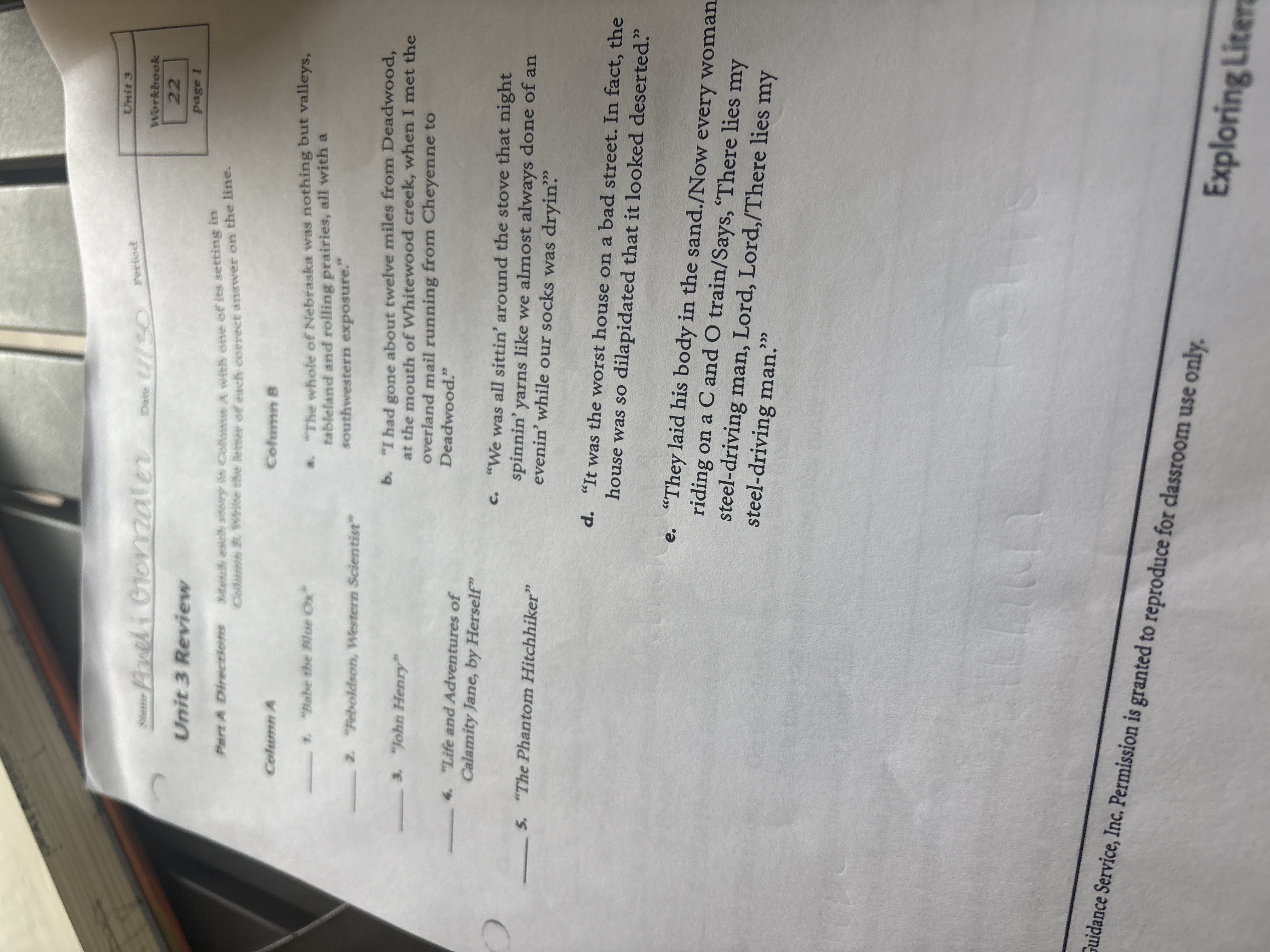 match cullumn a with b Unit 3 we Areli Gonzales