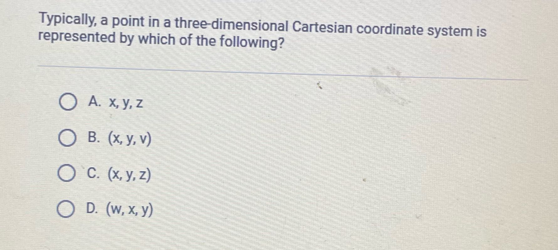 ? Typically, a point in a three dimensional