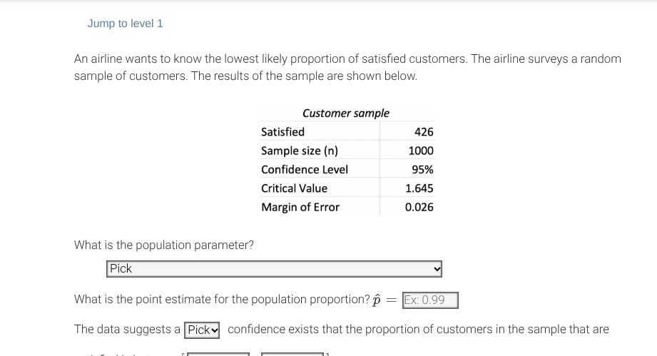 An airline wants to know the lowest likely