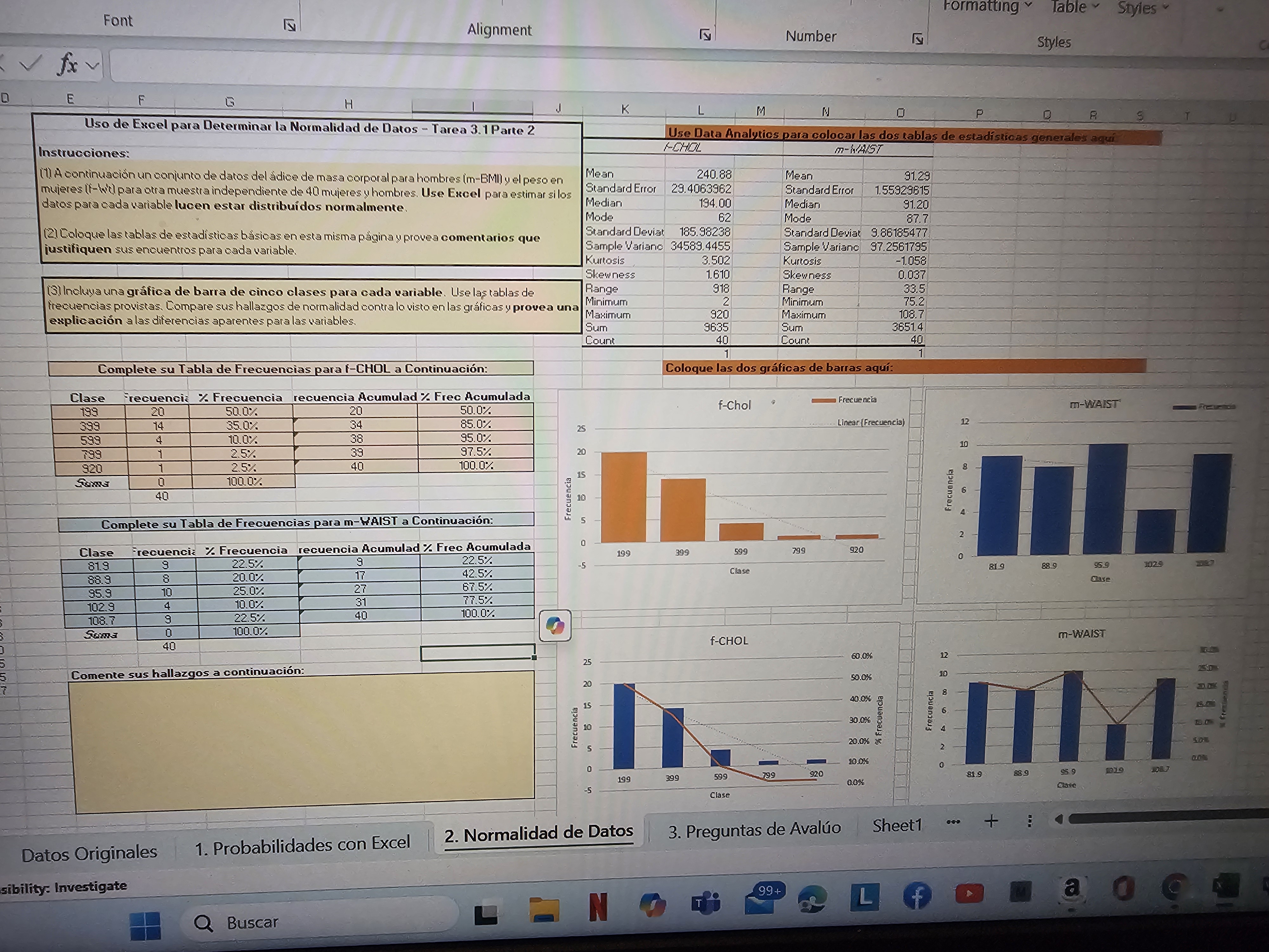 Use Excel para estimar si los datos para cada