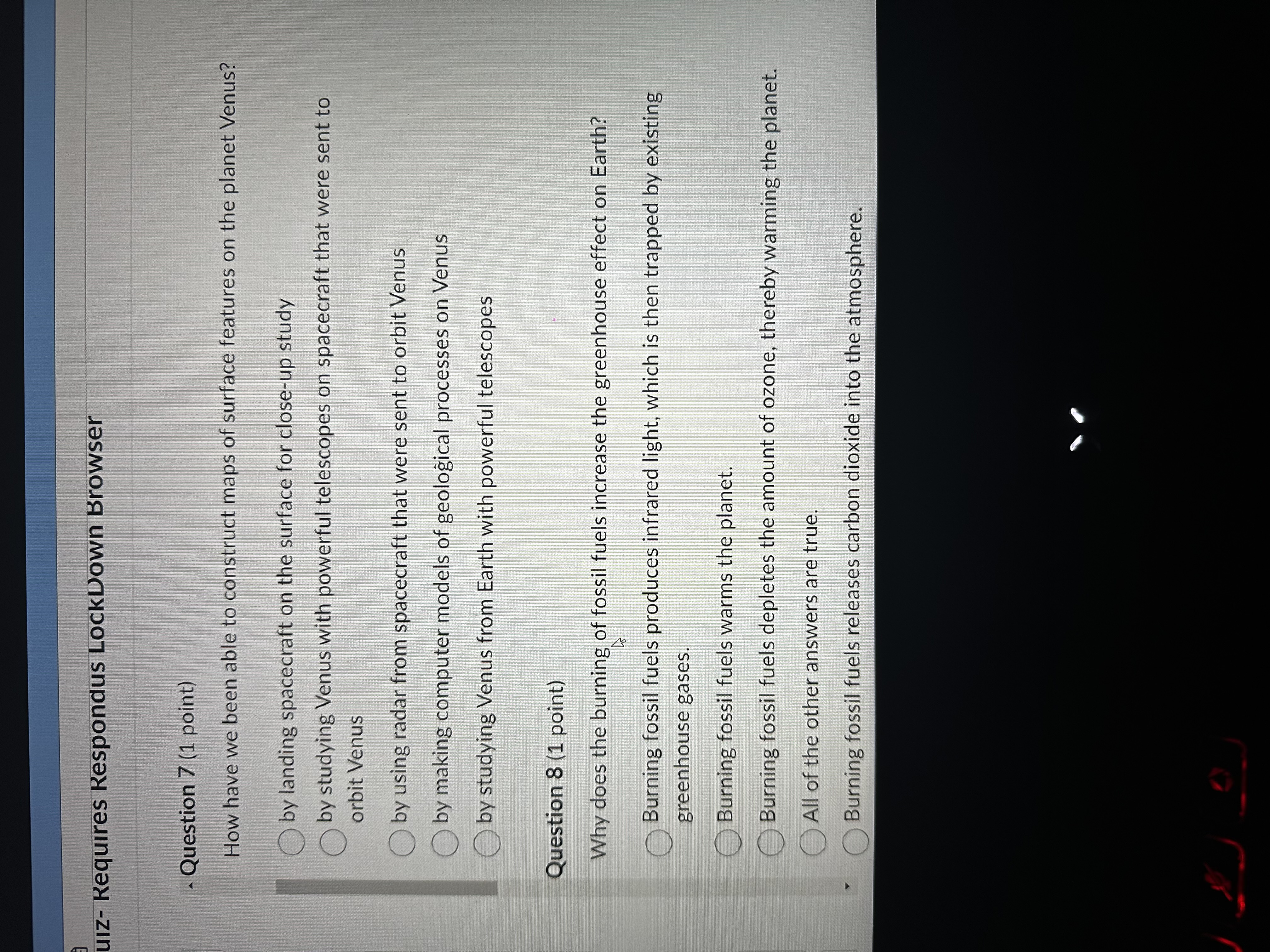 Answer these uIz- Requires Respondus LockDown