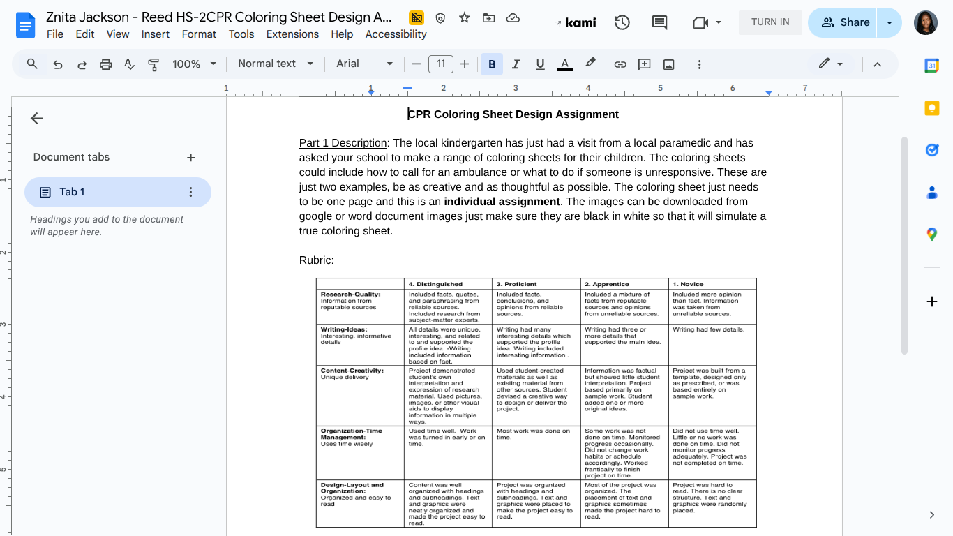 ? Znita Jackson - Reed HS-2CPR Coloring Sheet