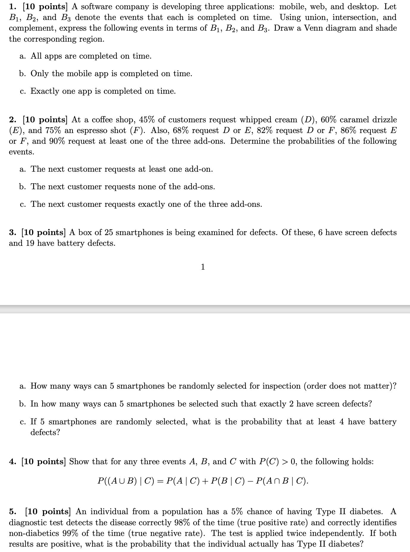 1. [10 points] A software company is developing