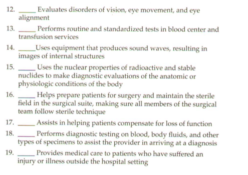 continues to match 17. 18. 1. Evaluates disorders