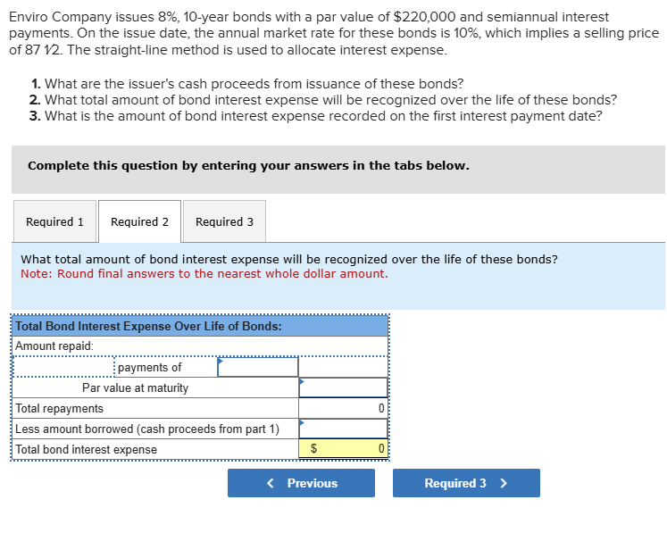 fill chart Enviro Company issues 8%, 10-year
