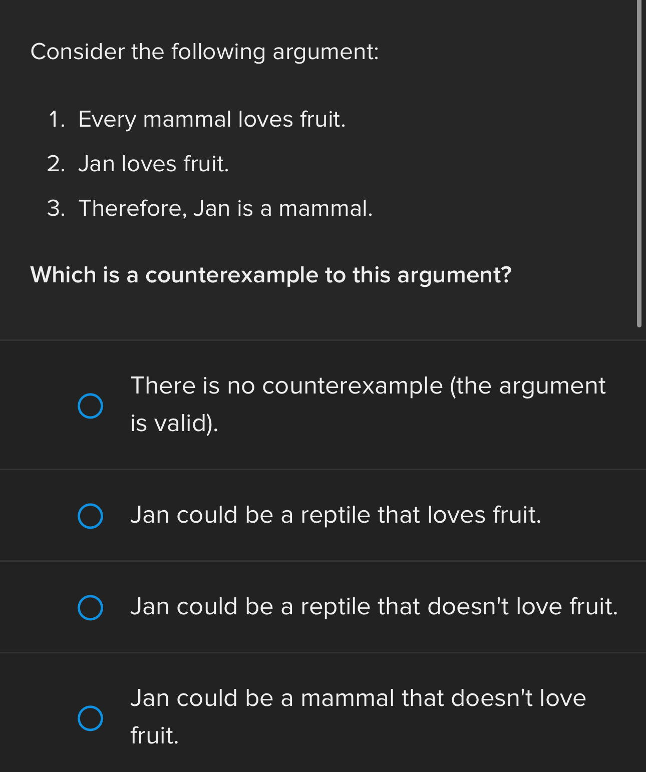 A,b,c, or d Consider the following argument: 1.