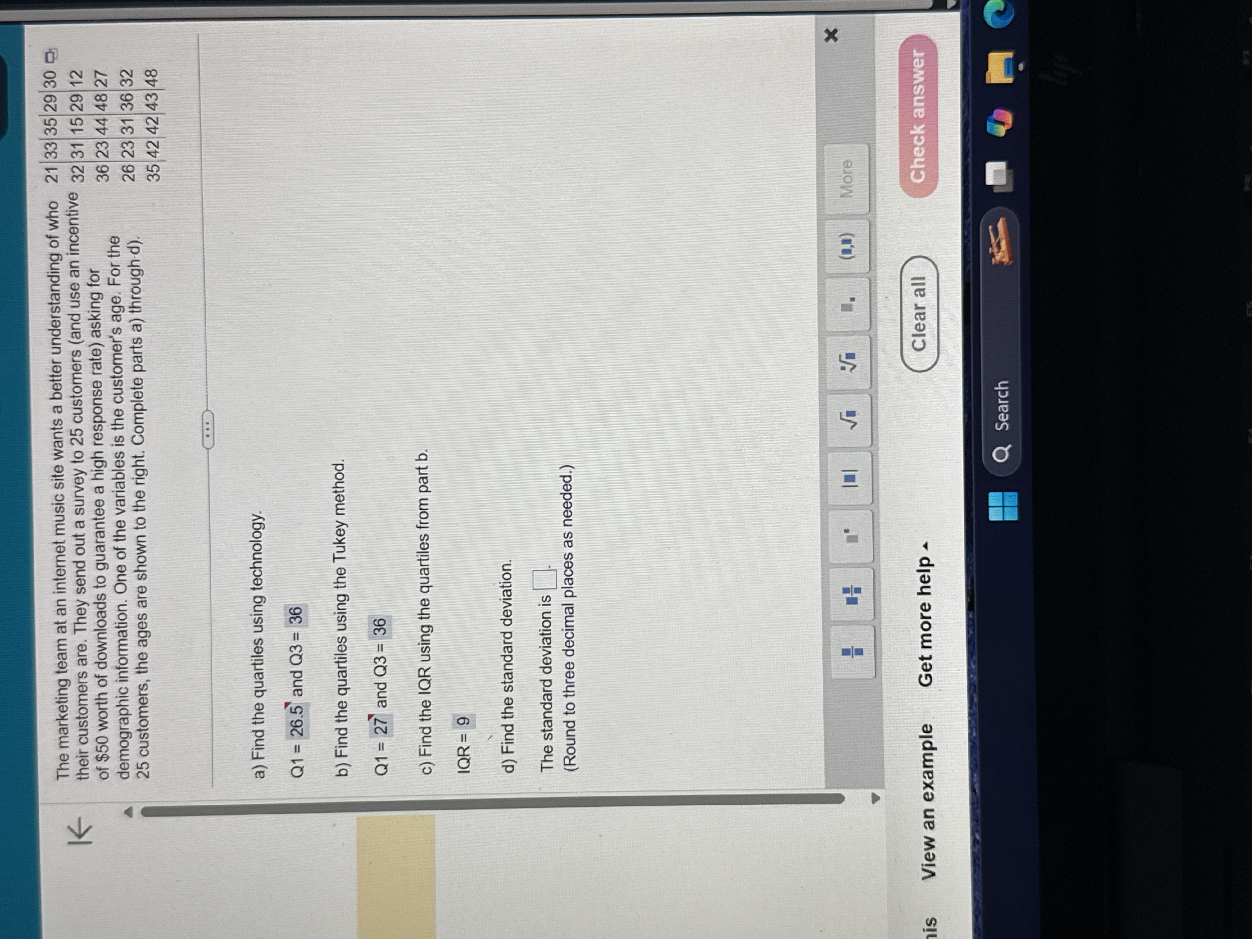 Find standard deviation The marketing team at an