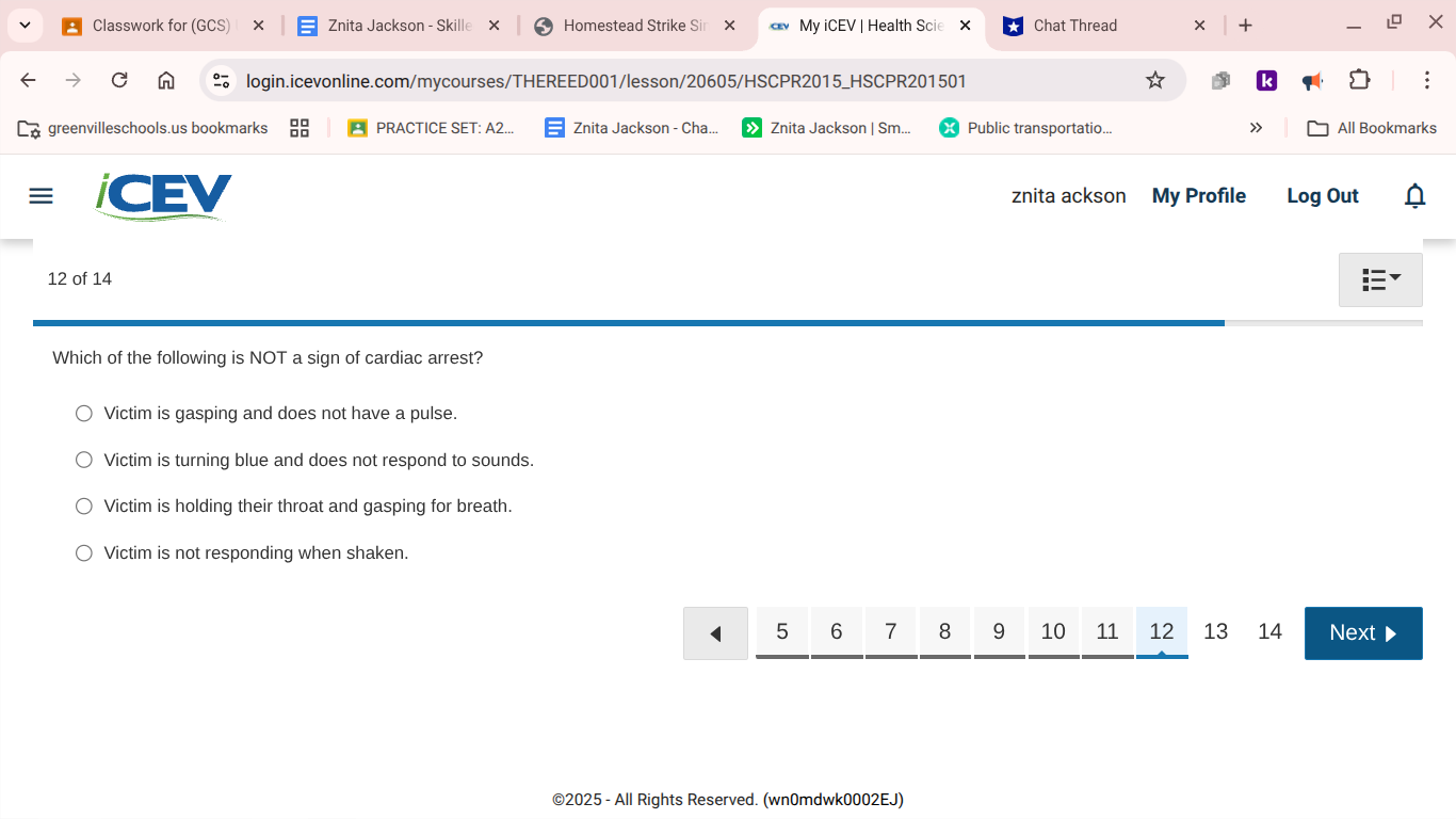 ? v Classwork for (GCS) | x _ Znita Jackson -