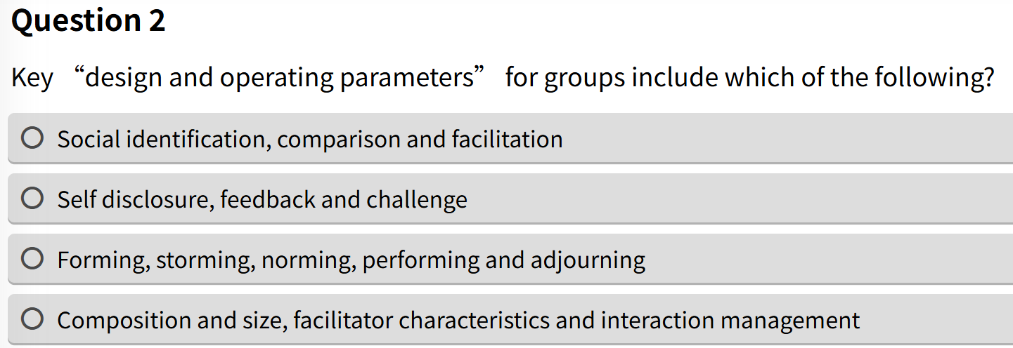 explain Question 2 Key \"design and operating