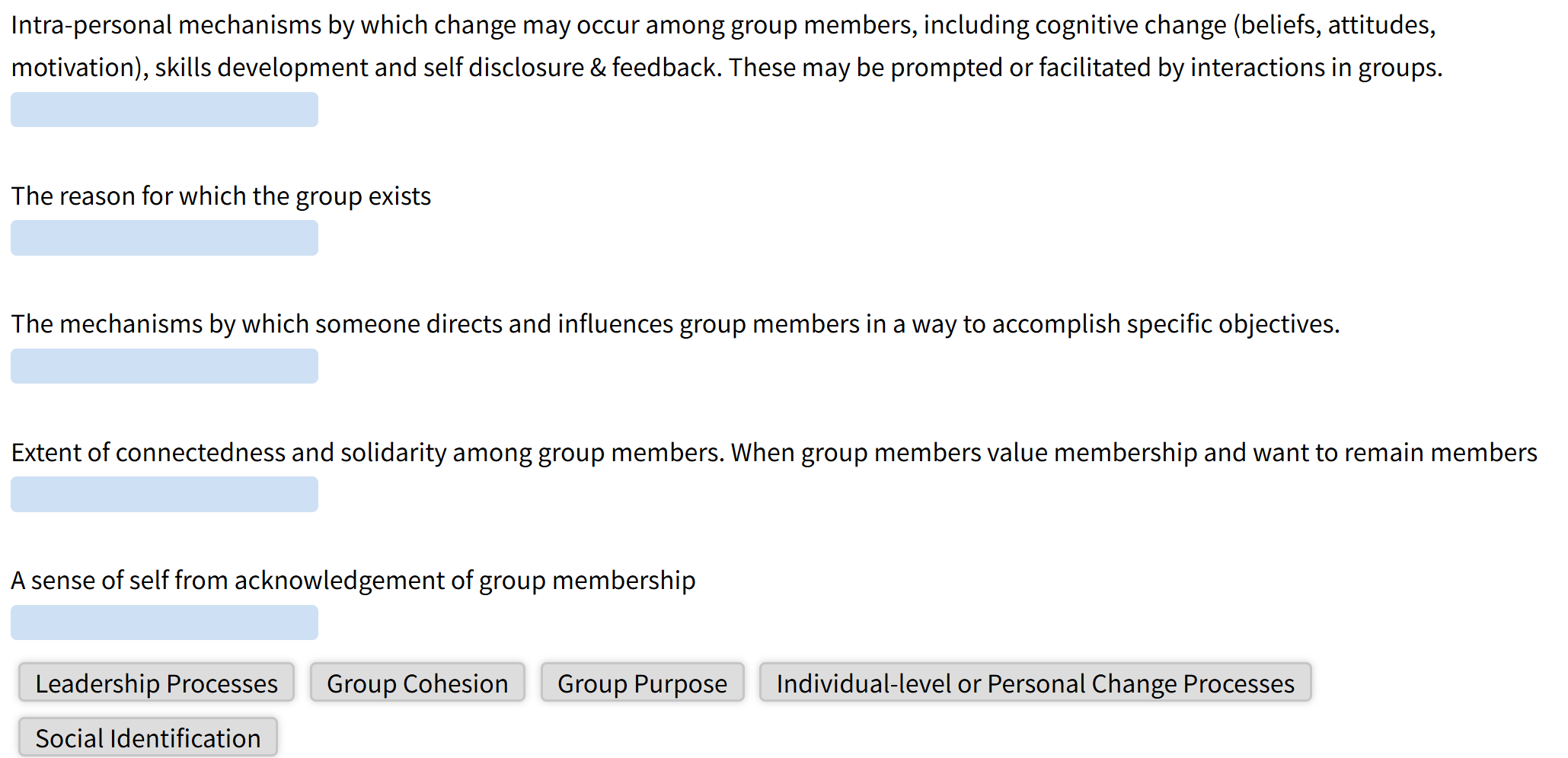 explain Intra-personal mechanisms by which change