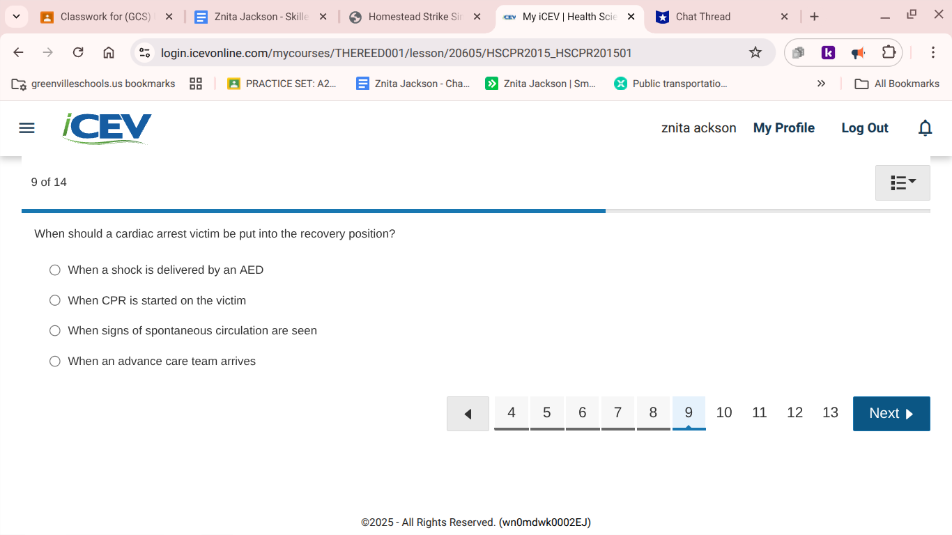 ? v Classwork for (GCS) | x _ Znita Jackson -
