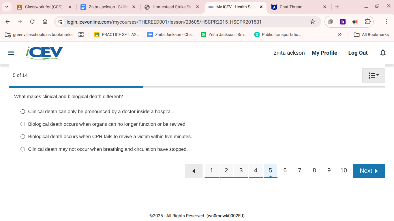 ? v Classwork for (GCS) | x _ Znita Jackson -
