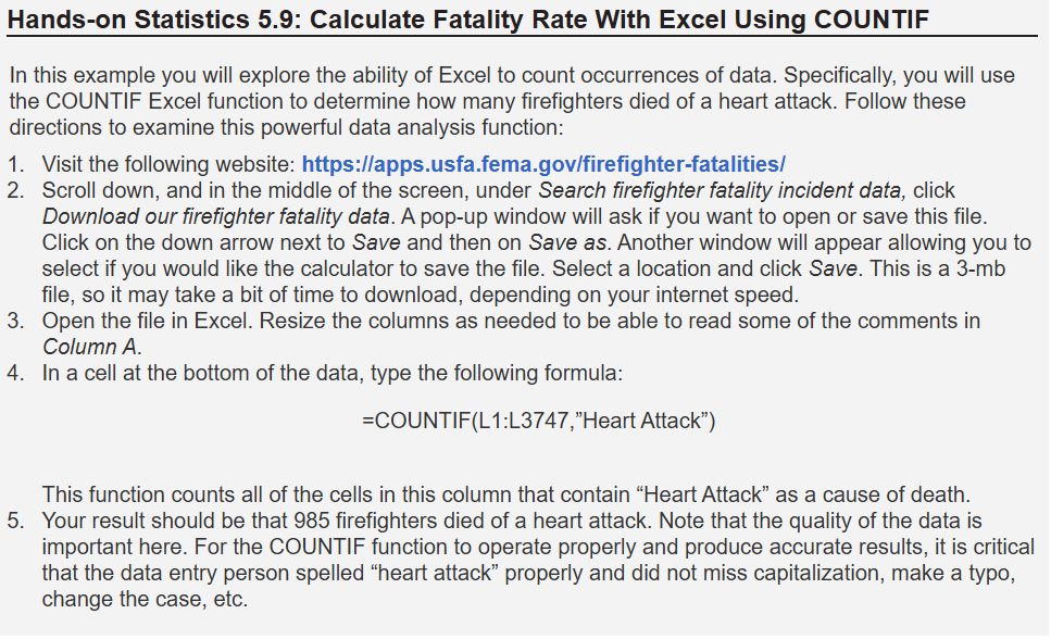 Calculate Fatality Rate with Excel Using COUNTIF.