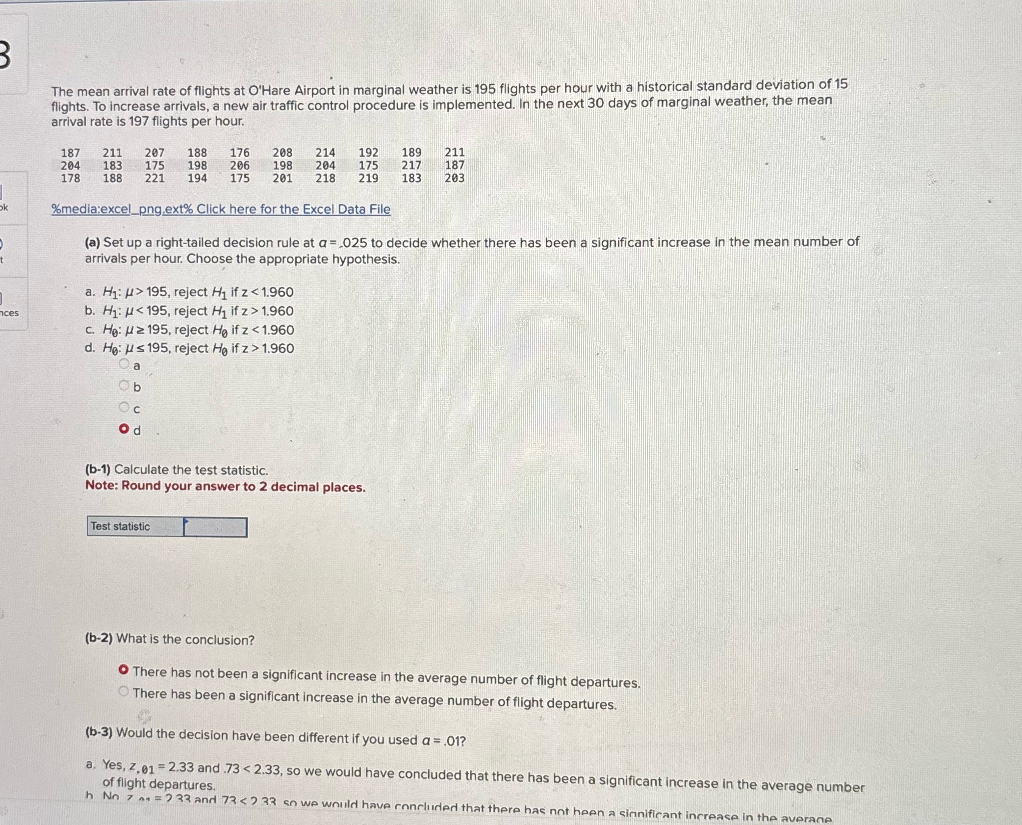 Question The mean arrival rate of flights at
