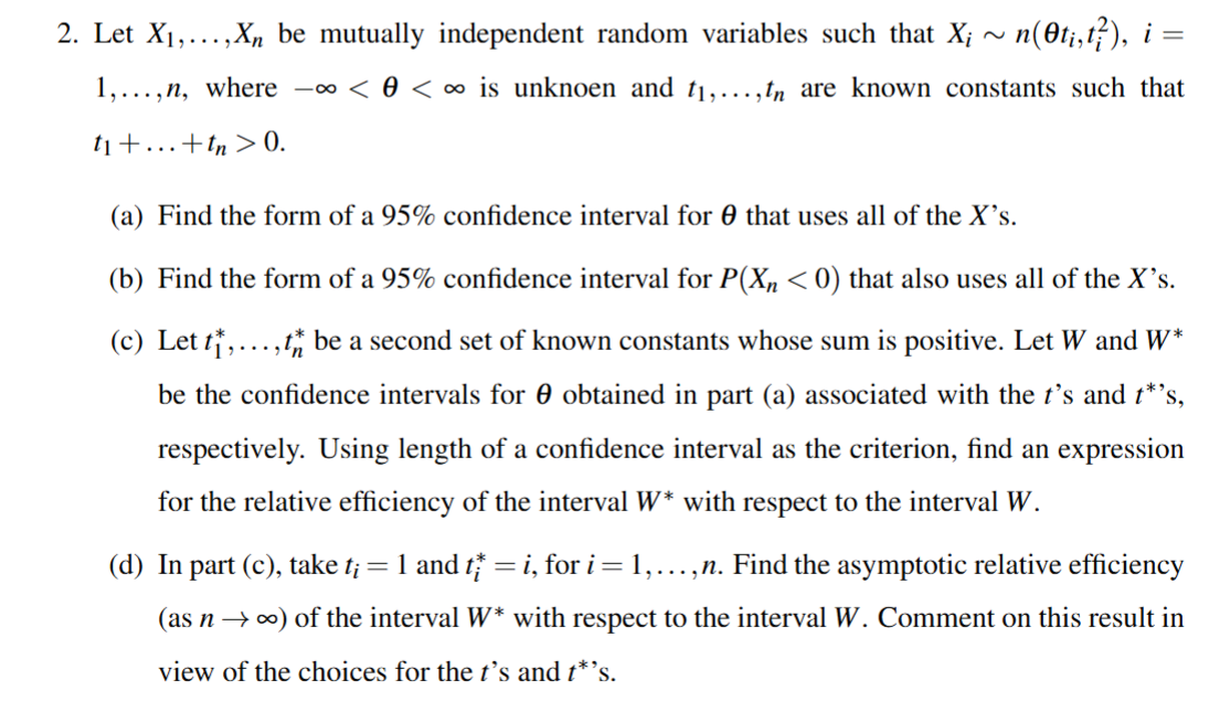 2. Let Xj,...,X, be mutually independent random
