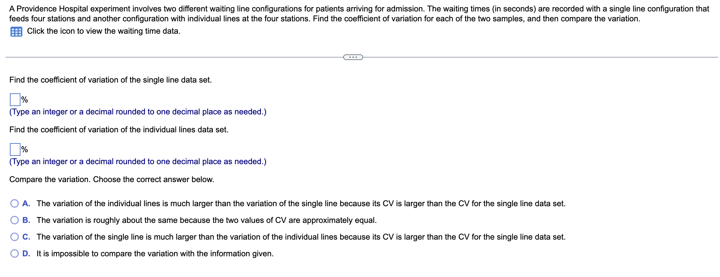 A Providence Hospital experiment involves two