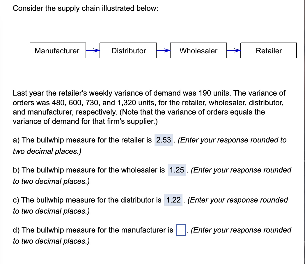 Consider the supply chain illustrated below: Last