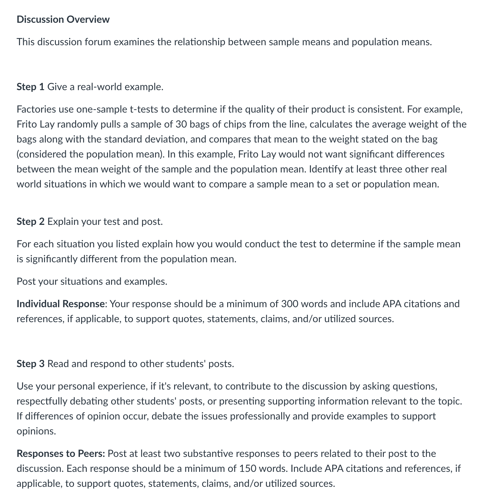 Discussion 5.1: Comparing a Sample Mean to a