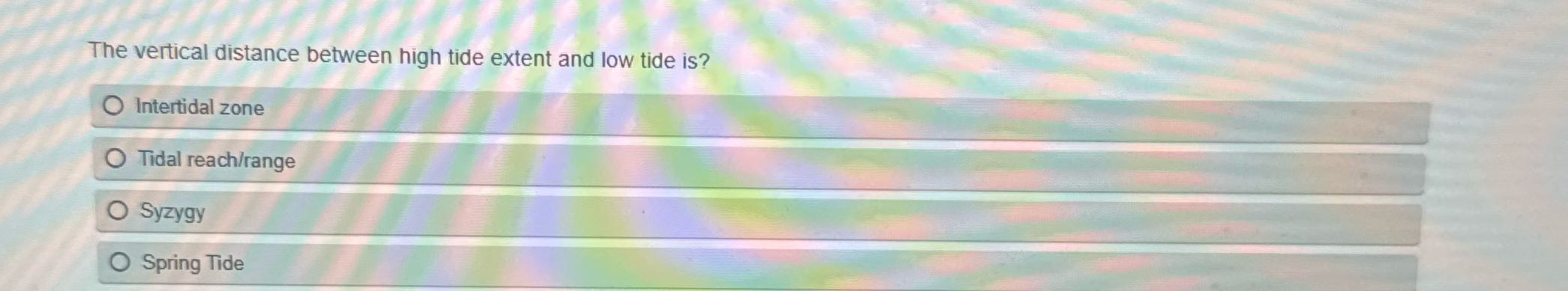 ? The vertical distance between high tide extent