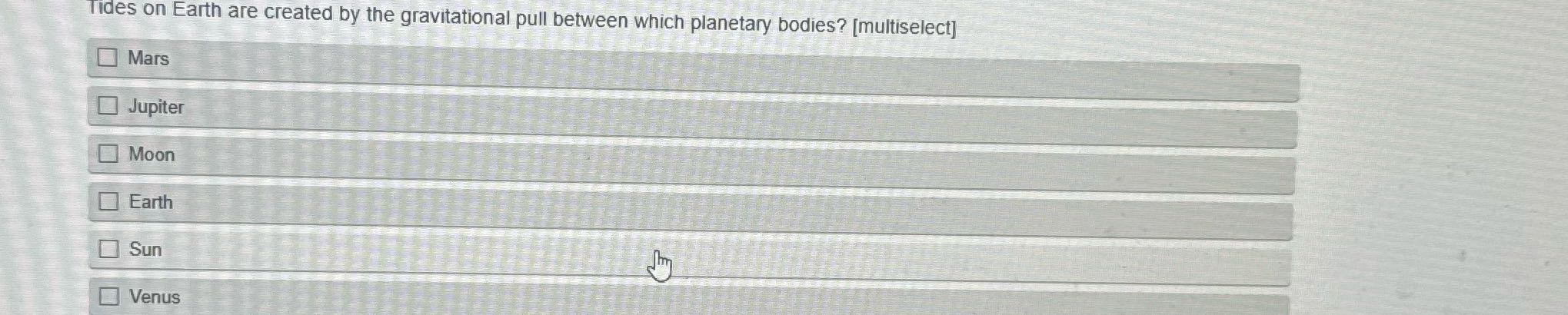 ? Tides on Earth are created by the gravitational