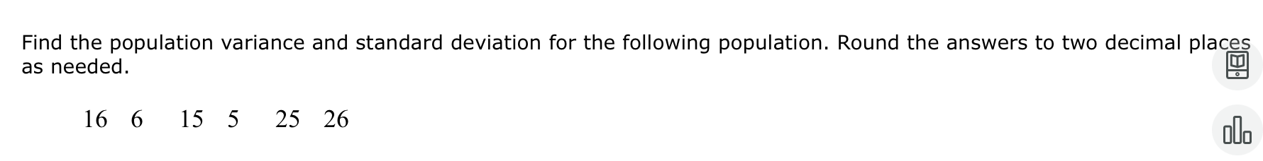 Find the population variance and standard