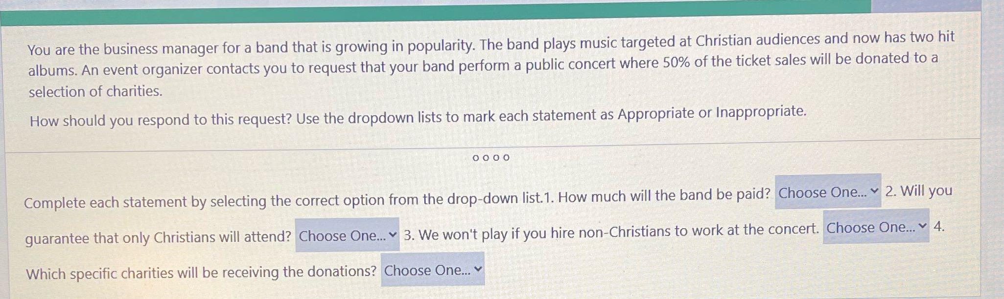 Appropriate or non appropriate for the choose one