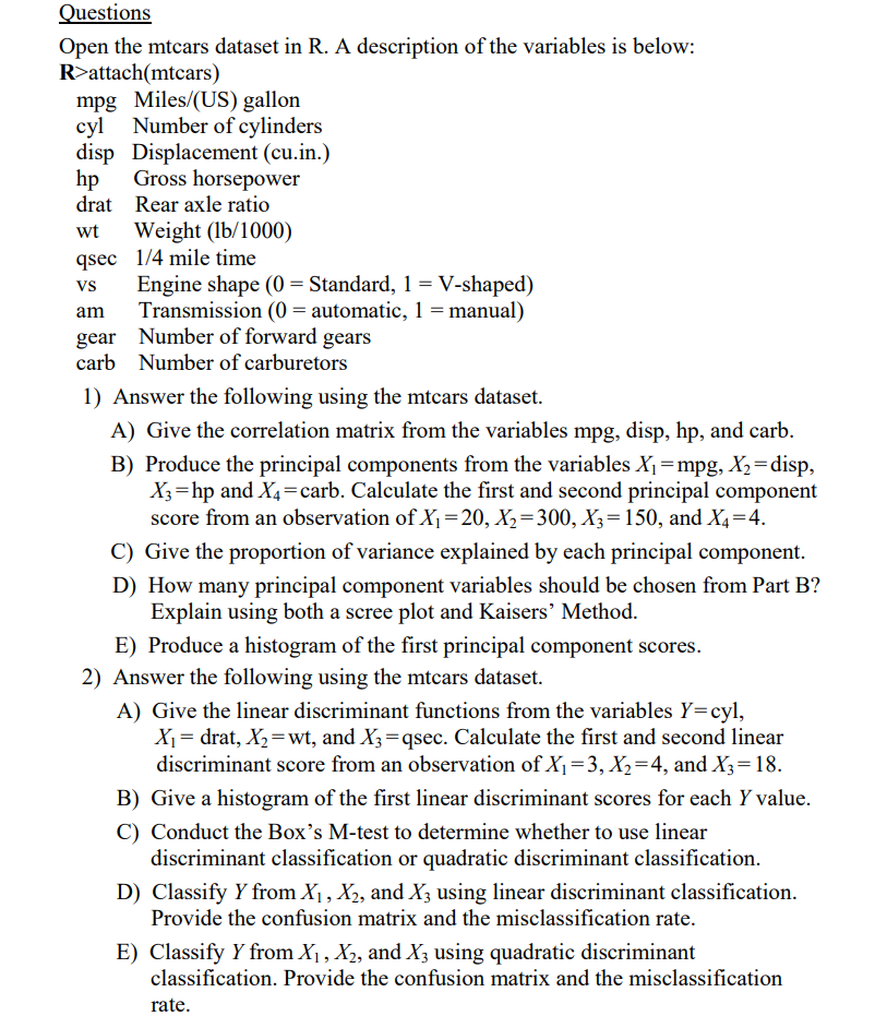 Please need help with solutions. It involves R
