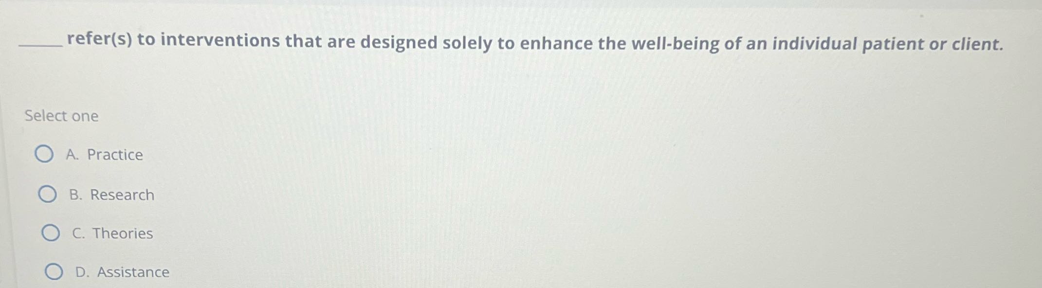 Refers refer(s) to interventions that are