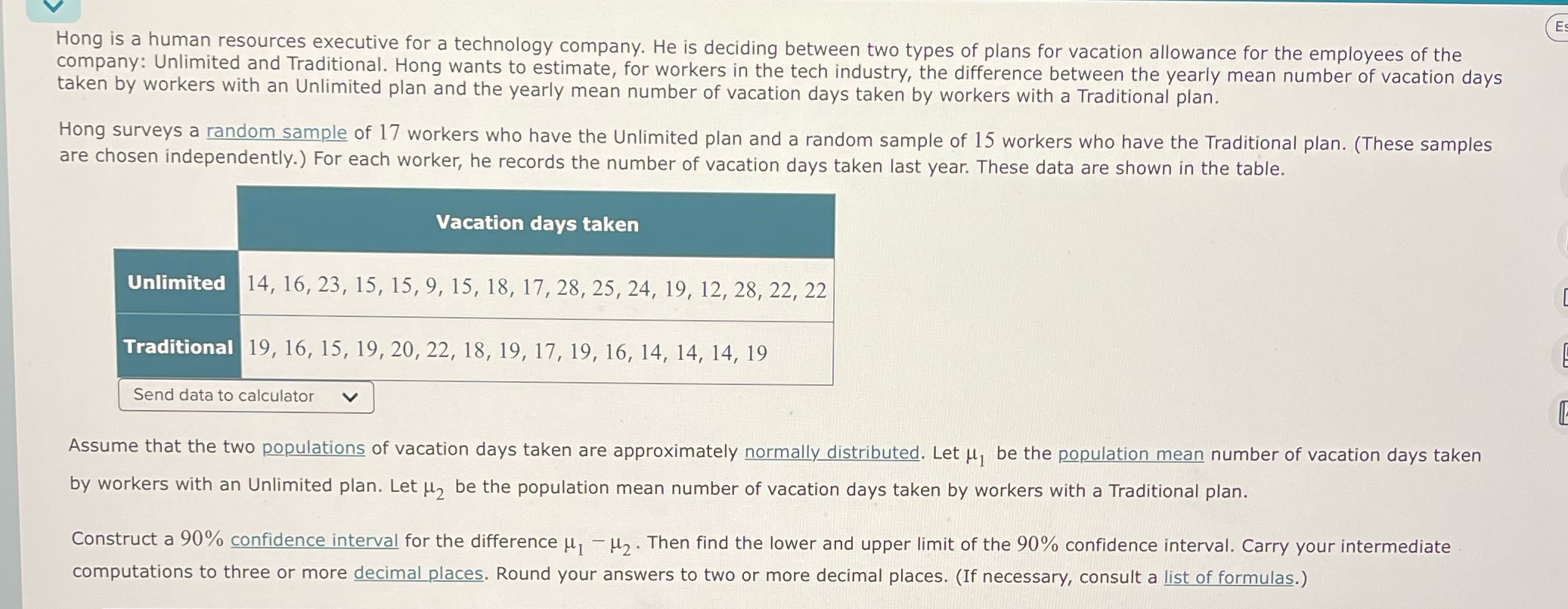 Provide the lower and upper limit. Hong is a