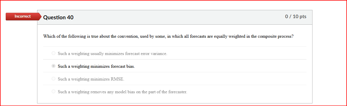 Question 40 0/ 10 pts Which of the following is