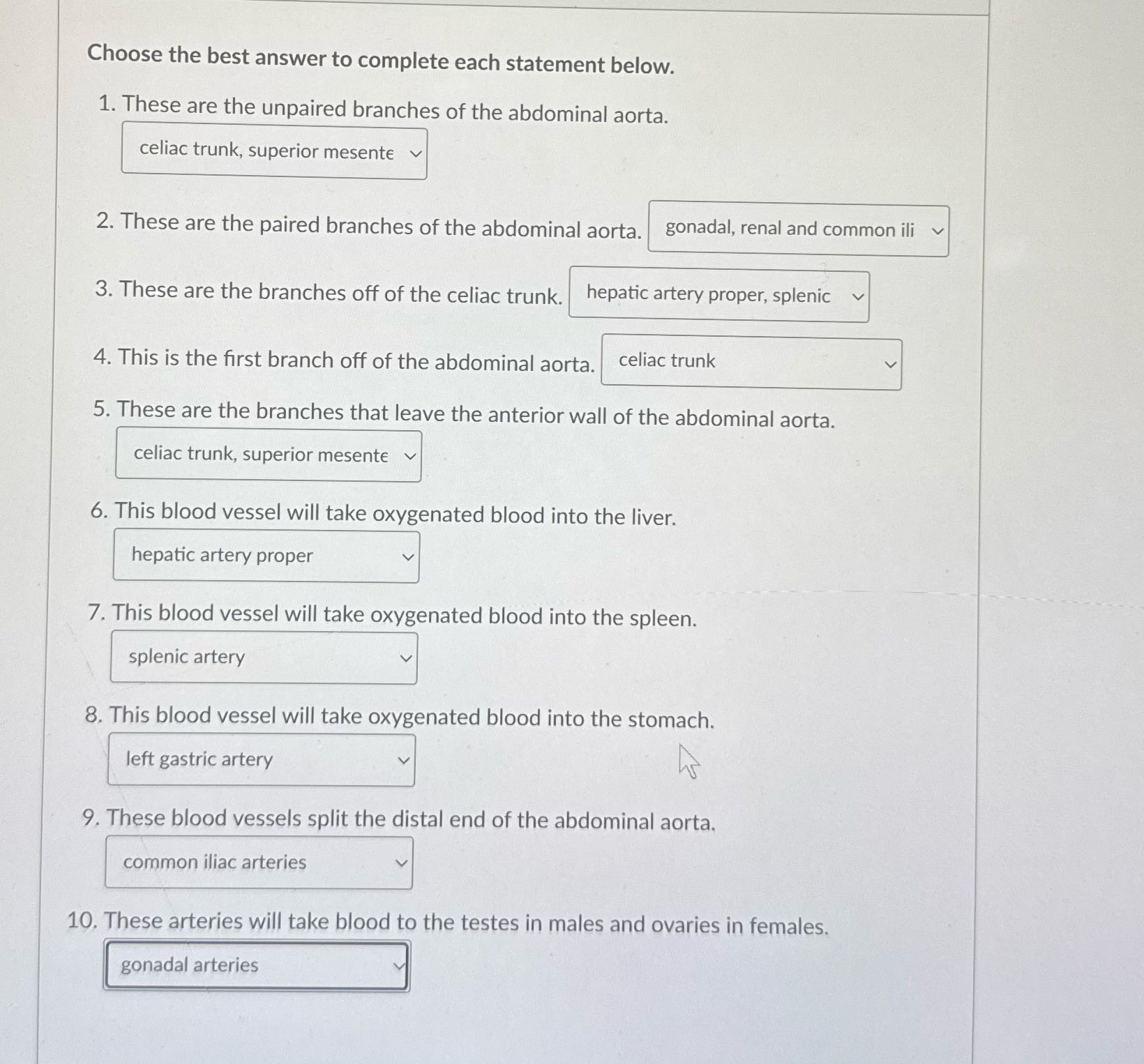 Check to make sure questions went through 10
