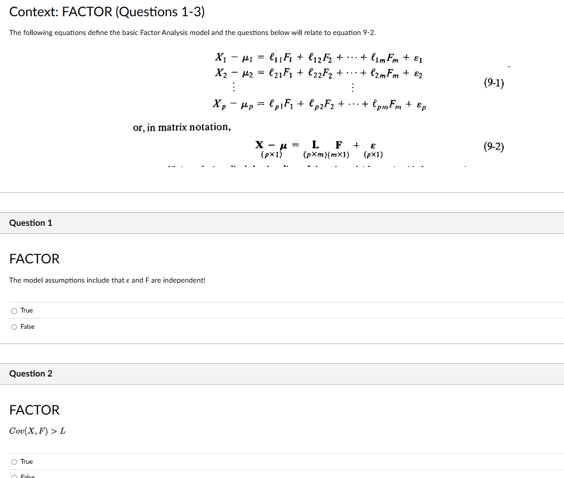 Help solve these questions : Context: FACTOR