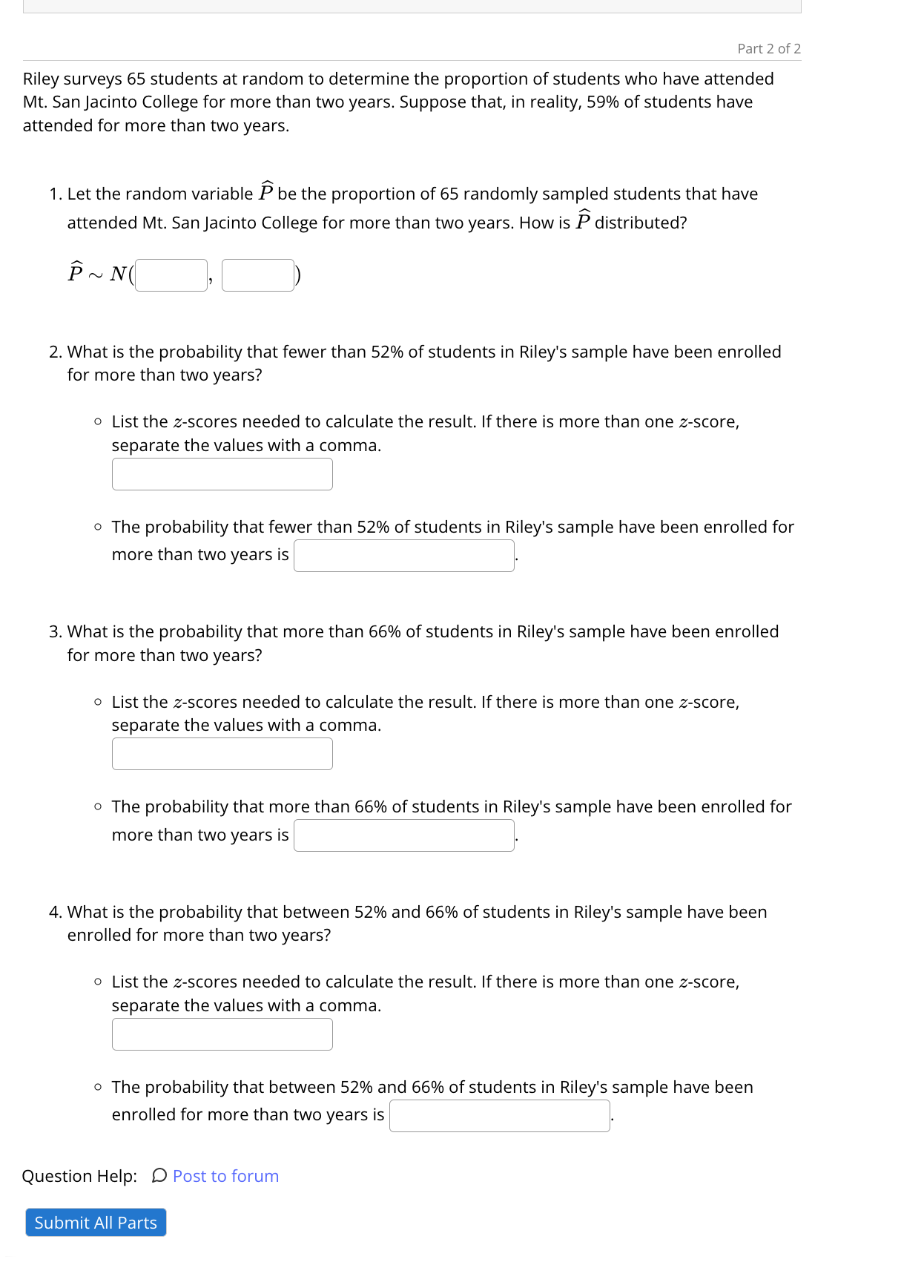 What are the answers Part 2 of 2 Riley surveys 65