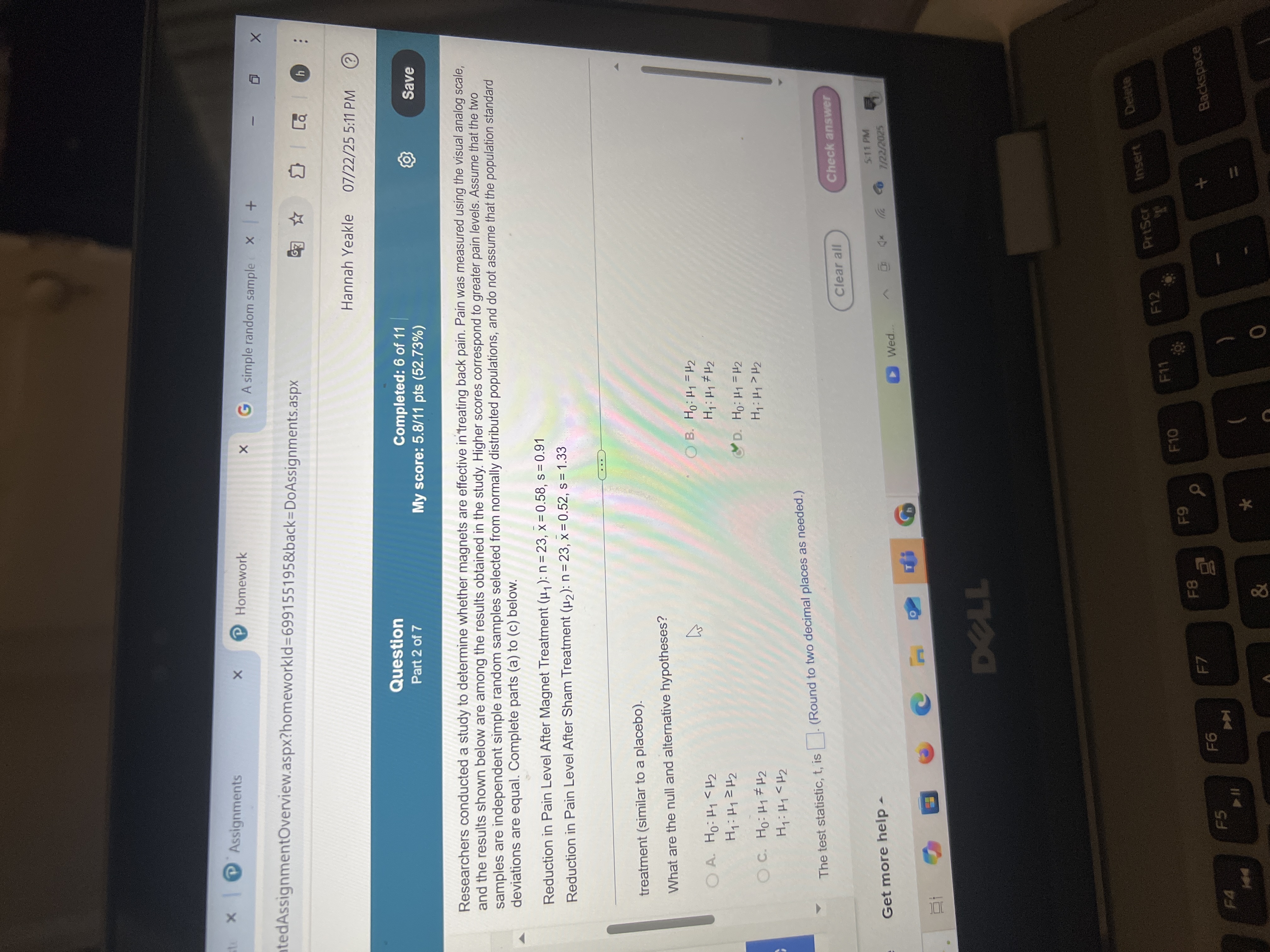 x | Assignments X Homework X G A simple random