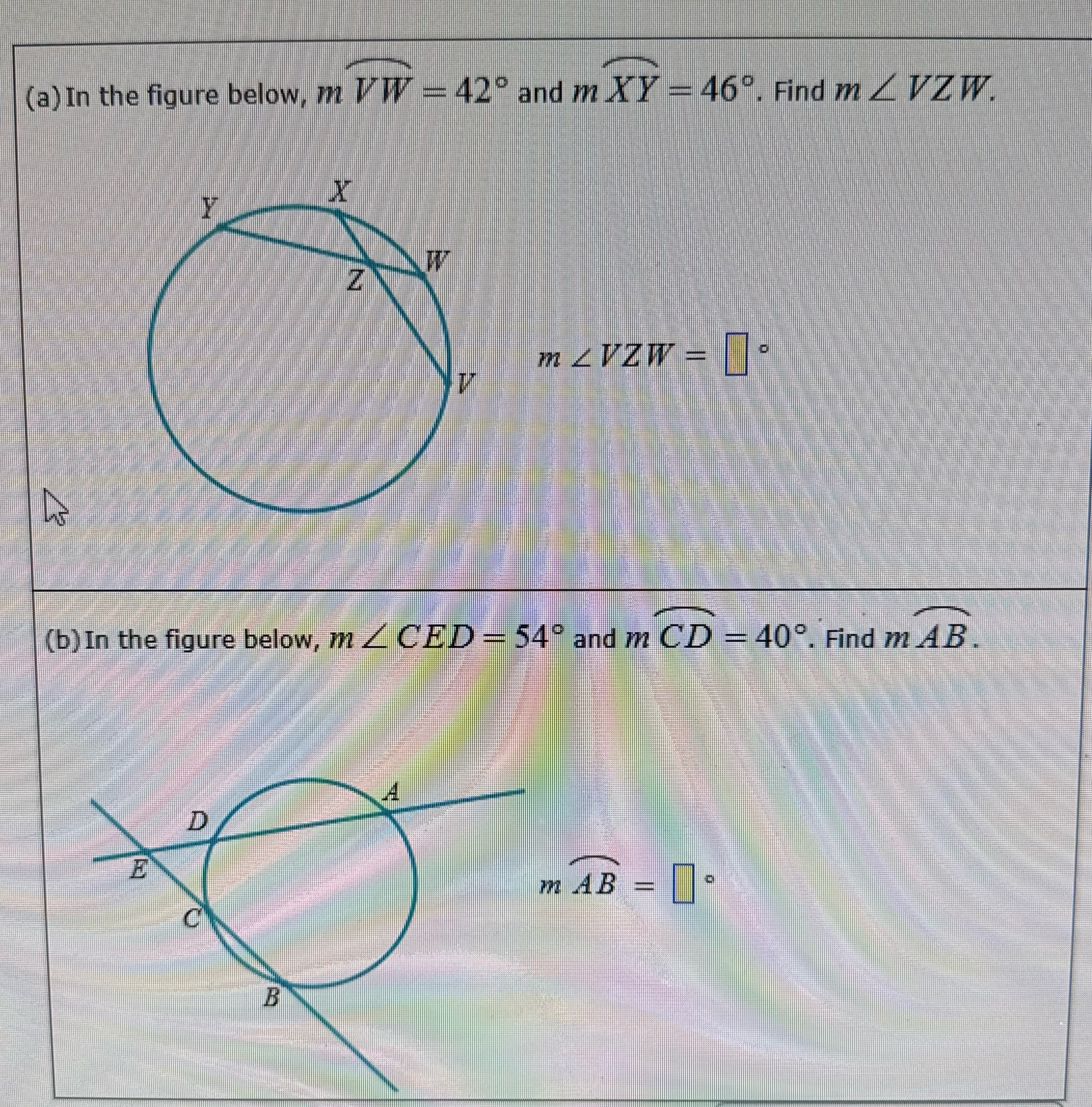 Please help (a) In the figure below, m T IV = 42"