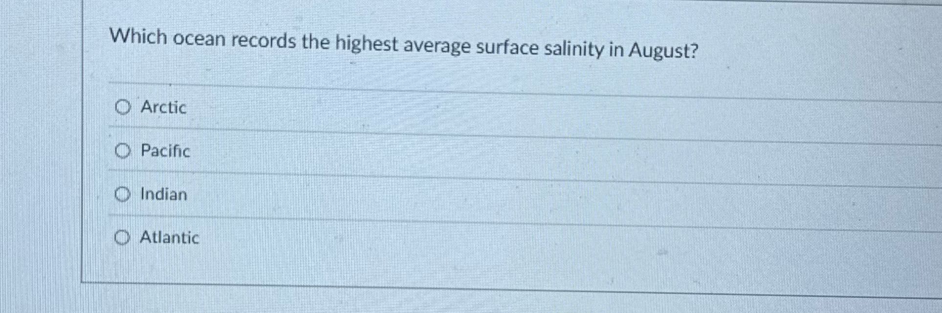 ? Which ocean records the highest average surface