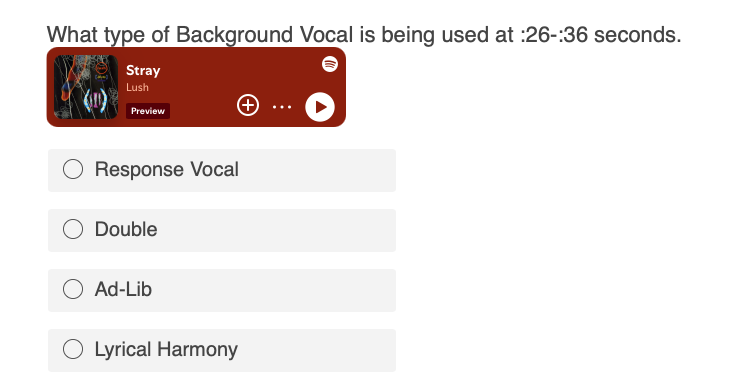 ? What type of Background Vocal is being used at