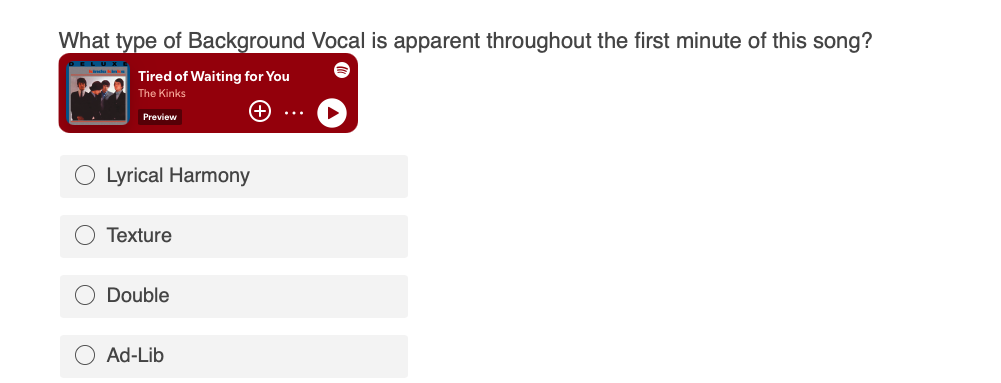 ? What type of Background Vocal is apparent