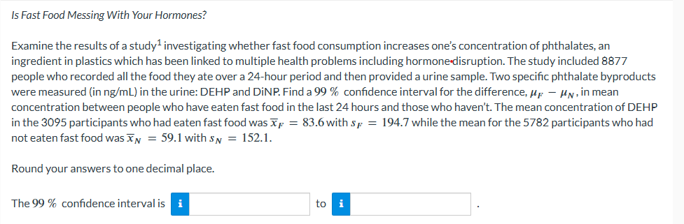 what is the 95 % CI ? Is Fast Food Messing With