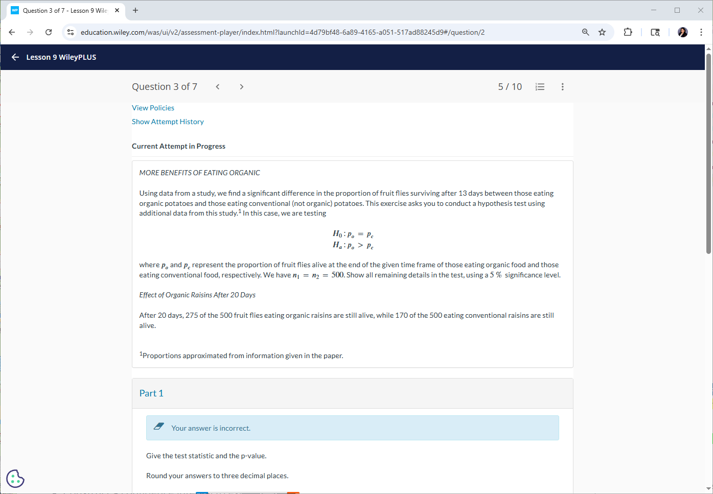 calculate the test statistic and p value