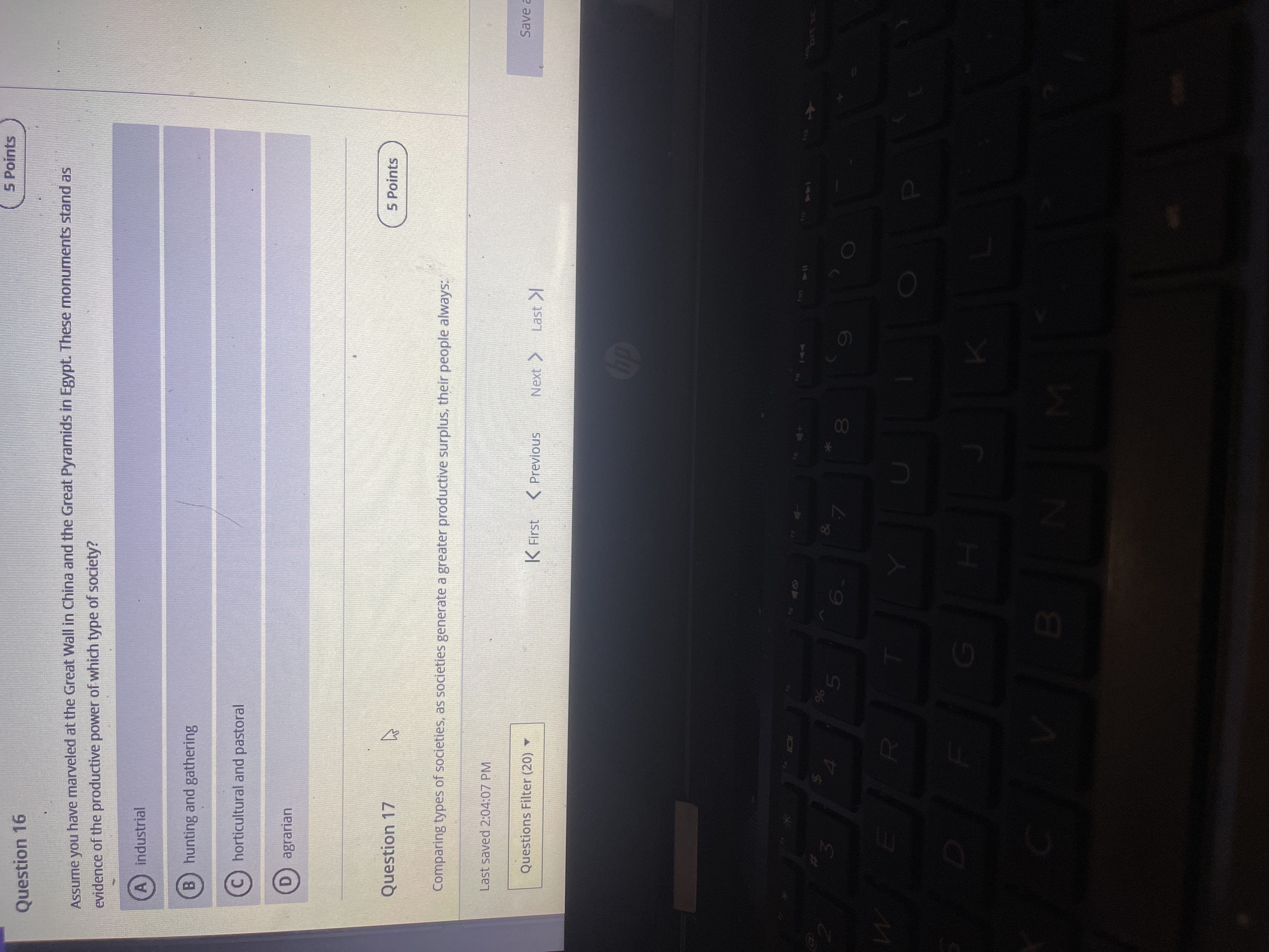 ? 5 Points Question 16 Assume you have marveled