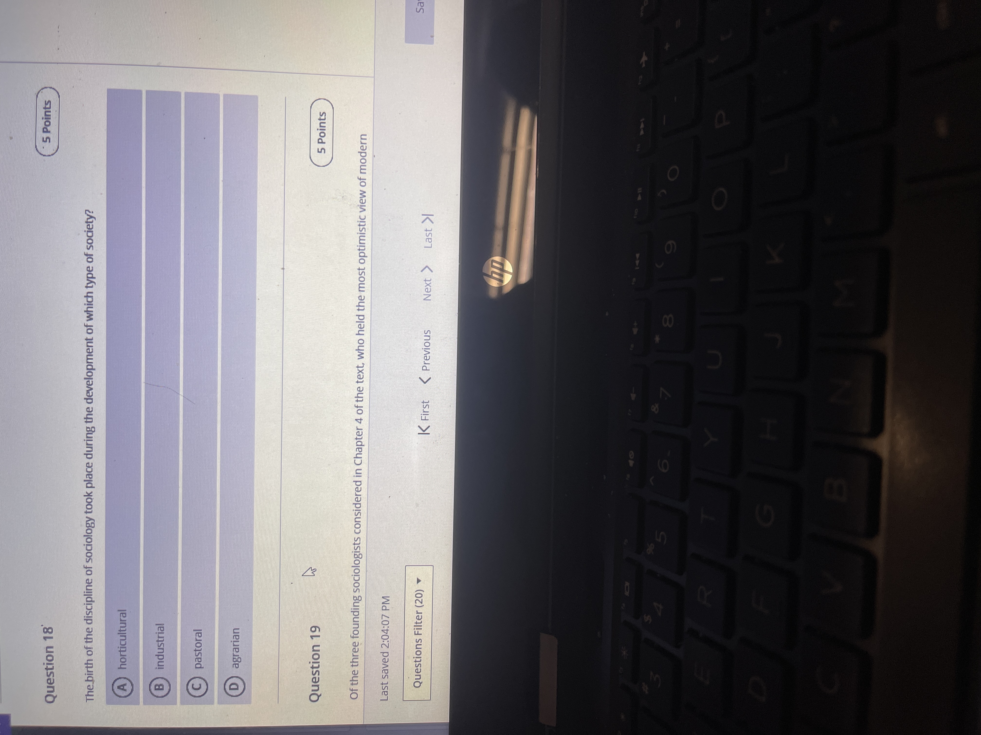 ? Question 18 5 Points The birth of the